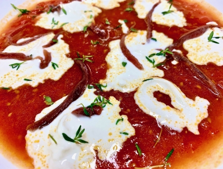 PPAPPA AL POMODORO, STRACCIATELLA, TIMO,ACCIUGHE, ZEST DI LIMONE